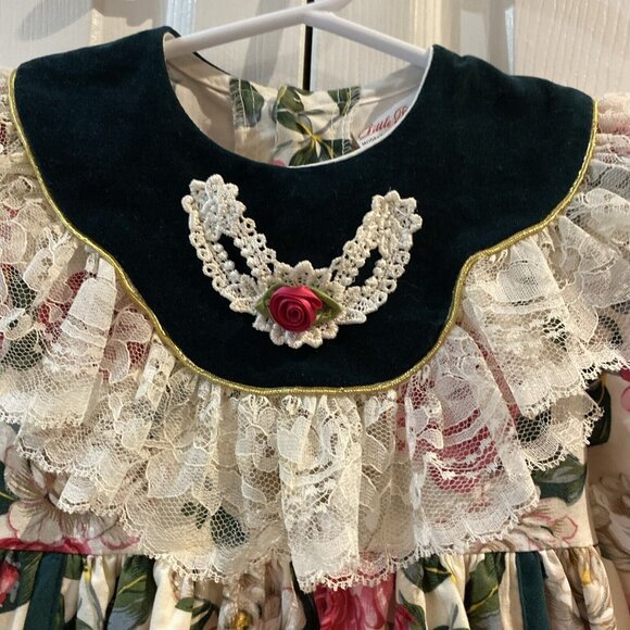 Vintage Little Princess Floral Rose Toddler Girls Dress Lace Size 3 Canada Made - Picture 2 of 12